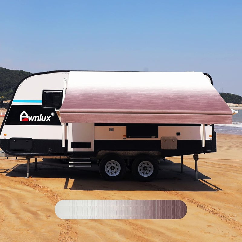 AWNLUX RV Awning Fabric Replacement - Waterproof Vinyl Sun Shade Screen for Camping - Universal Fit UV Blocker Canopy Shelter - Burgundy Fade-14' (Fabric 13'2") - Image 1
